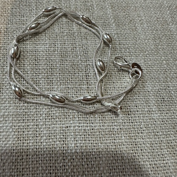 Sterling Silver plated Beaded Bracelet 8” - Picture 5 of 6